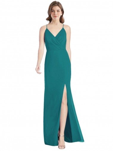 Cheap Criss Cross Back Mermaid Wrap Chiffon Bridesmaid Dress Canada