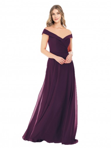 Cheap Classic Off the Shoulder Draped Chiffon Bridesmaid Dress Canada