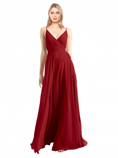 Cheap A-Line Spaghetti Straps V-Neckline Chiffon Bridesmaid Dress Open Back Canada