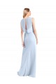 Cheap Illusion Boat Neck Long Full Length Chiffon Bridesmaid Dress with Keyhole Back Canada