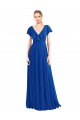 Cheap V-Neck A-Line Flutter Sleeves Long Chiffon Wrap Style Bridesmaid Dress Canada