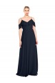 Cheap Draped Sleeves Flounce Neckline Long Chiffon Bridesmaid Dress with Spaghetti Straps Canada