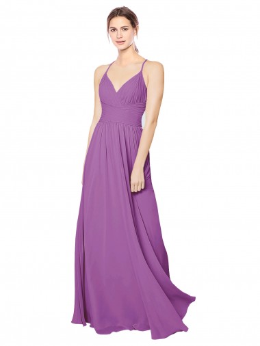 Cheap Braided Straps Cross Back Sweetheart Chiffon Bridesmaid Dress Canada