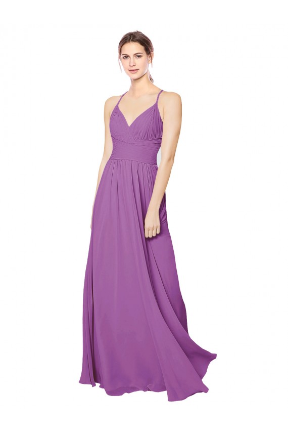 Cheap Braided Straps Cross Back Sweetheart Chiffon Bridesmaid Dress Canada