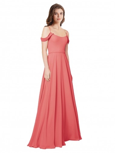 Cheap Draped Off the Shoulder Straps Chiffon Bridesmaid Dress Canada