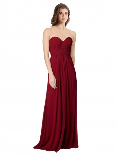 Cheap Draped Sweetheart Long Grecian Inspired Chiffon Bridesmaid Dress Canada