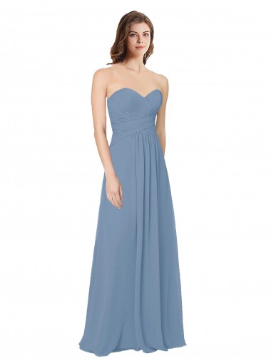 Cheap Chiffon A-Line Wraparound Draping Long Bridesmaid Dress Canada