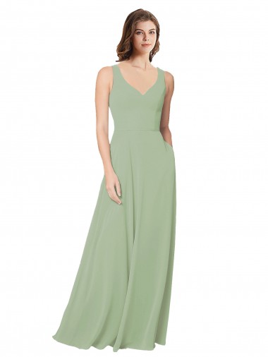 Cheap A-Line Open Back Chiffon Bridesmaid Dress with Pockets Canada