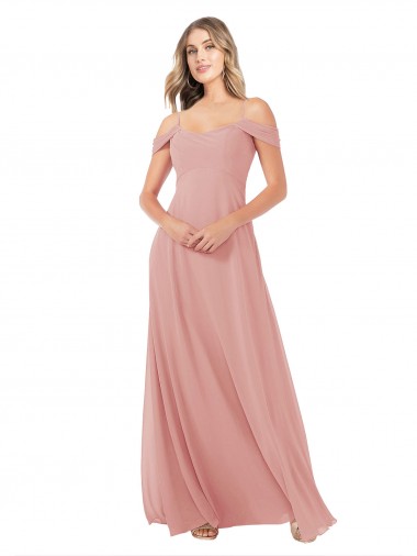 Cheap Draped Shoulder Sash Back Chiffon Bridesmaid Dress Canada