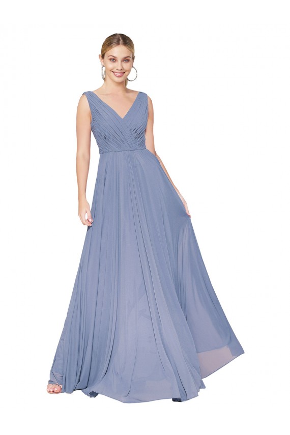 Cheap Floor Length High Neck V-Back Chiffon Bridesmaid Dress Canada