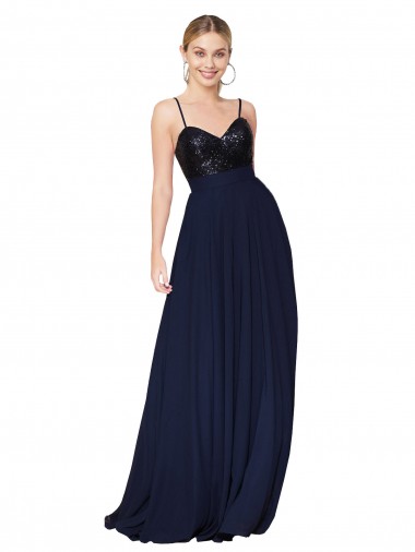 Cheap Sweetheart High Neck Sequin Top Long Chiffon Bridesmaid Dress Canada