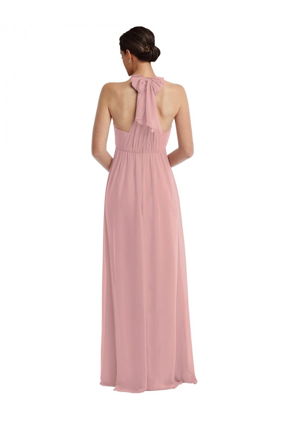 Cheap Empire Waist Long Halter Maxi Bridesmaid Dress Canada