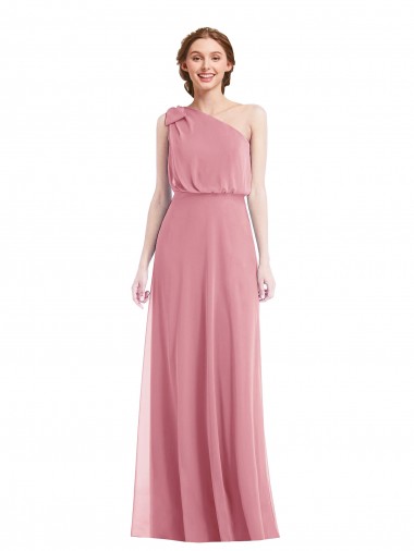 Cheap One Shoulder Bow Blouson Bodice Maxi Bridesmaid Dress Canada