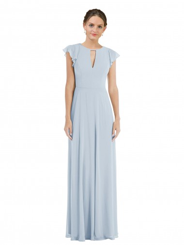 Cheap Flutter Sleeve V Keyhole Chiffon Maxi Bridesmaid Dress Canada