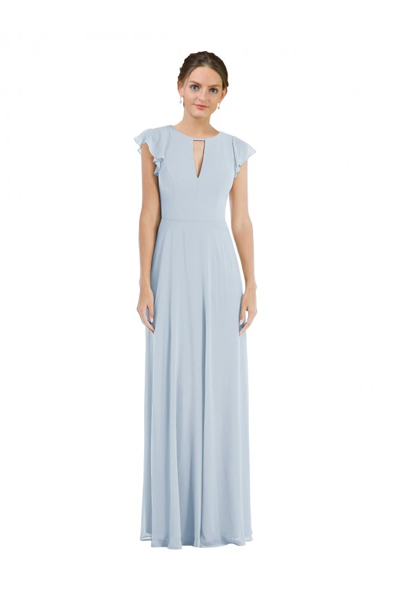 Cheap Flutter Sleeve V Keyhole Chiffon Maxi Bridesmaid Dress Canada