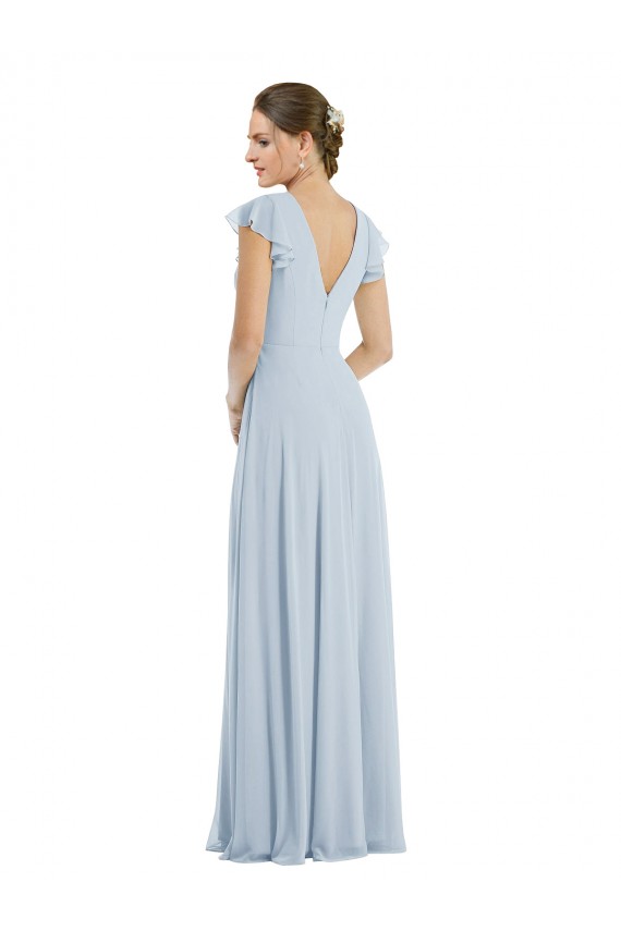 Cheap Flutter Sleeve V Keyhole Chiffon Maxi Bridesmaid Dress Canada