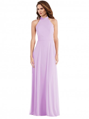 Cheap High Neck Halter Backless Maxi Bridesmaid Dress Canada