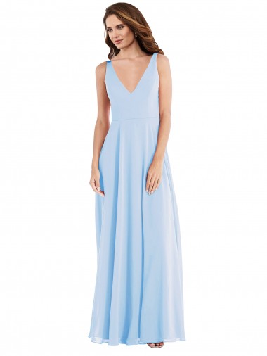 Cheap Deep V-Neck Chiffon Maxi Bridesmaid Dress Canada