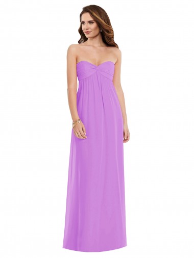 Cheap Empire Waist Twist Shirred Strapless Bridesmaid Dress Canada