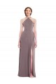 Cheap Diamond Halter Maxi Bridesmaid Dress with Front Slit Canada