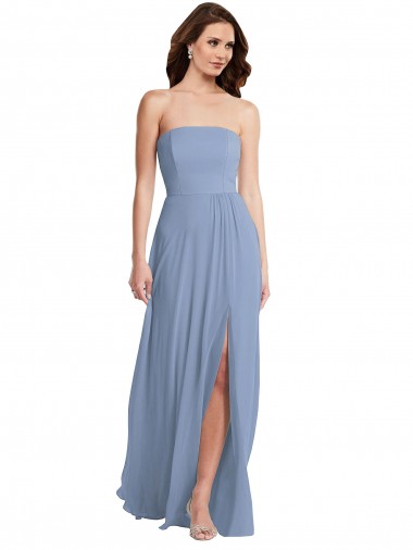 Cheap Strapless A-Line Maxi Bridesmaid Dress with Front Slit Canada