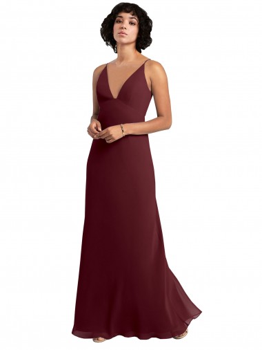 Cheap Notched Neckline Empire Waist Chiffon Slip Bridesmaid Dress Canada