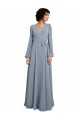 Cheap Wrap Style Long Sleeves Chiffon Bridesmaid Dress with Pleated Bodice Canada