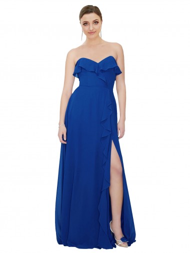 Cheap Ruffled Chiffon Strapless Bridesmaid Dress Canada