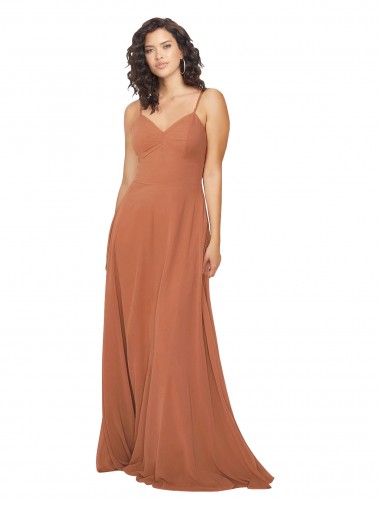 Cheap Chiffon Bridesmaid Dress with Tie Back Keyhole Canada