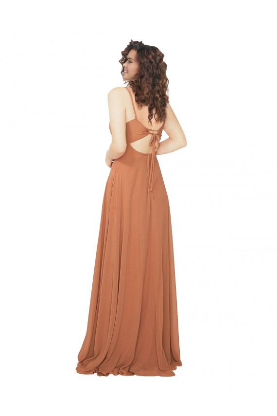 Cheap Chiffon Bridesmaid Dress with Tie Back Keyhole Canada