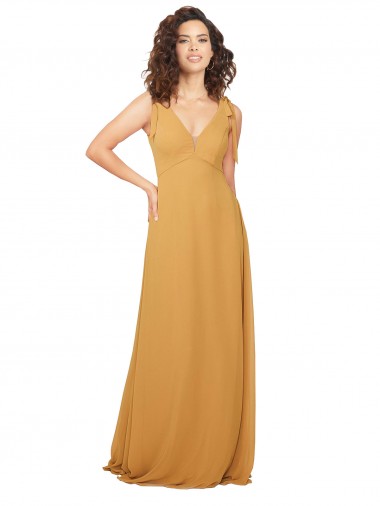 Cheap Boho Chiffon Bridesmaid Dress with Tied Straps Canada