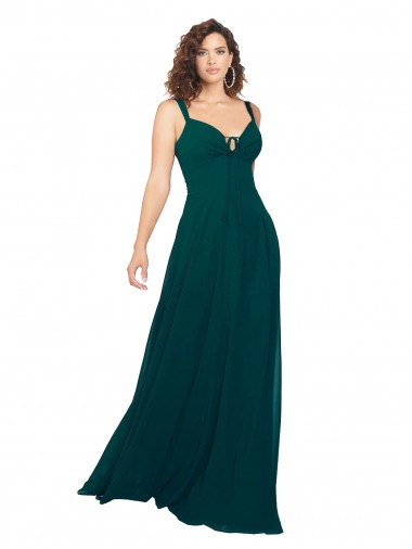 Cheap Tied Bodice Sweetheart V-Neck Chiffon Bridesmaid Dress Canada