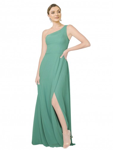 Cheap One Shoulder Asymmetric Chiffon Bridesmaid Dress with Pockets Canada