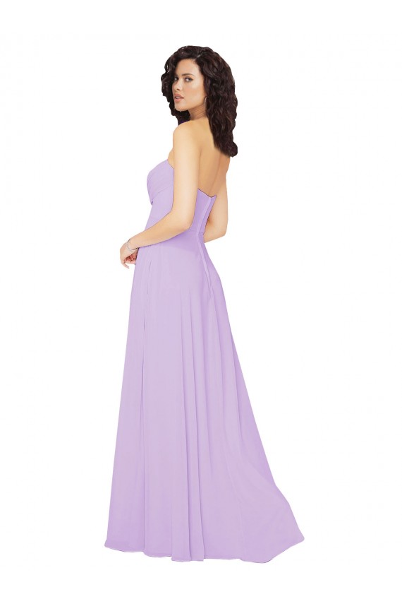 Cheap Draped Sweetheart Long Chiffon Bridesmaid Dress with Front Slit Canada