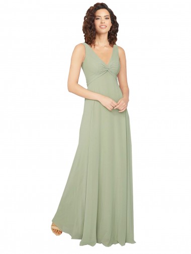 Cheap Knotted Bodice Chiffon Bridesmaid Dress Canada