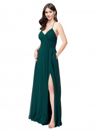 Cheap Chiffon Bridesmaid Dress with Draped Surplice Bodice Canada