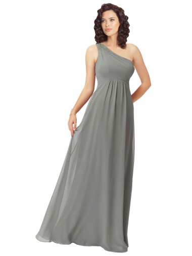 Cheap Embroidered One Shoulder Chiffon Bridesmaid Dress Canada