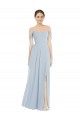 Cheap Off the Shoulder Basque Neck Maxi Bridesmaid Dress with Flounce Sleeves Canada