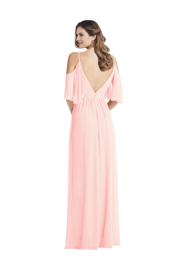 Cheap Cold Shoulder Draped Wrap Maxi Bridesmaid Dress Canada