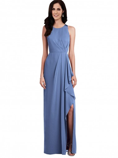 Cheap Sleeveless Chiffon Bridesmaid Dress with Draped Front Slit Canada