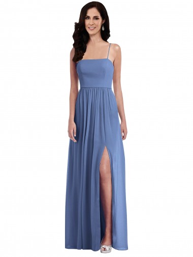 Cheap Slim Spaghetti Straps Chiffon Bridesmaid Dress with Front Slit Canada