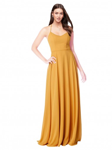 Cheap Chiffon A-Line Bridesmaid Dress with Halter Back Canada