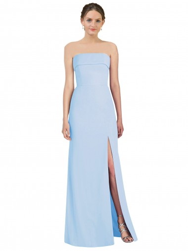 Cheap Strapless Trumpet Chiffon Bridesmaid Dress with Thigh high Slit Canada