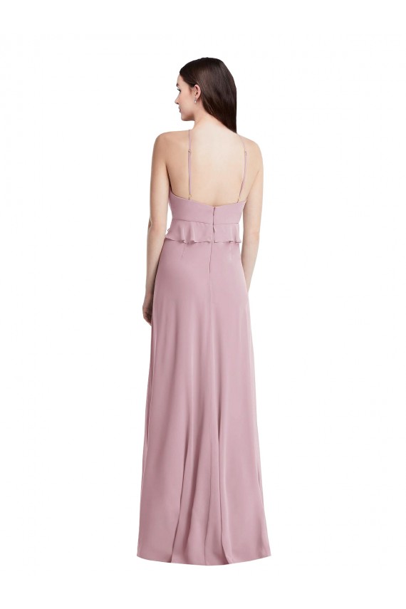 Cheap Bias Ruffle Empire Waist Halter Maxi Bridesmaid Dress Canada