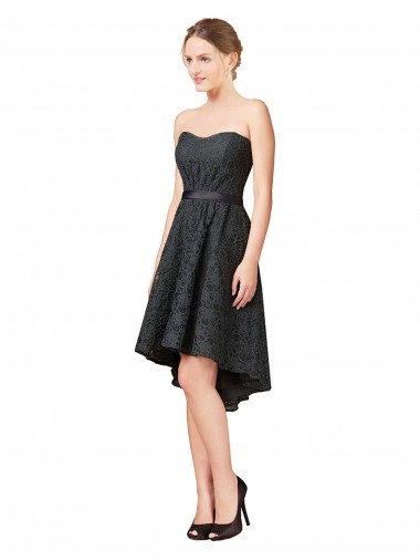 Cheap Lace Bridesmaid Dress with Hi-Low Hemline Canada