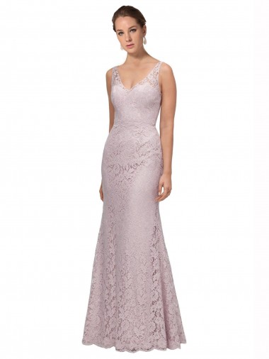 Cheap Lace V-Neckline Long Full Length Bridesmaid Dress Canada