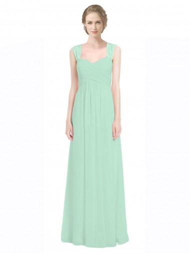 Cheap Sweetheart Chiffon Bridesmaid Dress with Lace Straps and Keyhole Back Canada