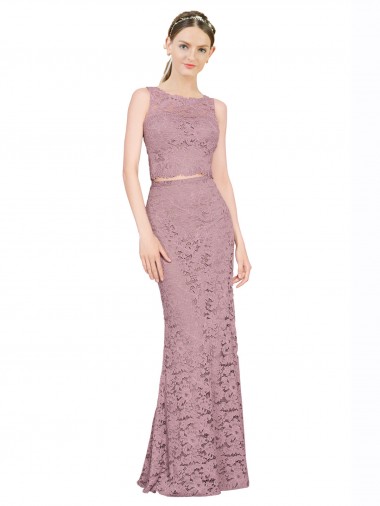 Cheap Sleeveless Crop Top High Neck Mermaid Lace Bridesmaid Dress Canada