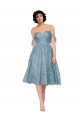 Cheap Off the Shoulder Sweetheart Chantilly Lace Midi Length Bridesmaid Dress Canada