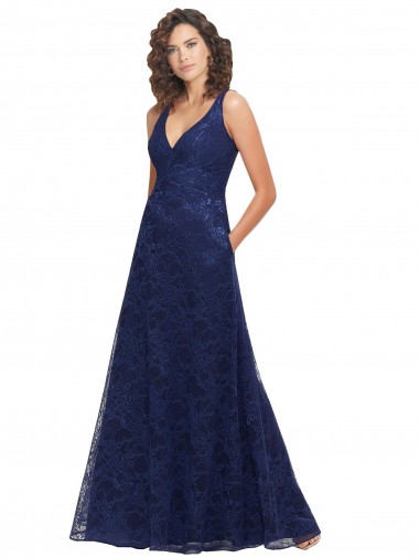 Cheap Chantilly Lace V-Neck Bridesmaid Dress Canada